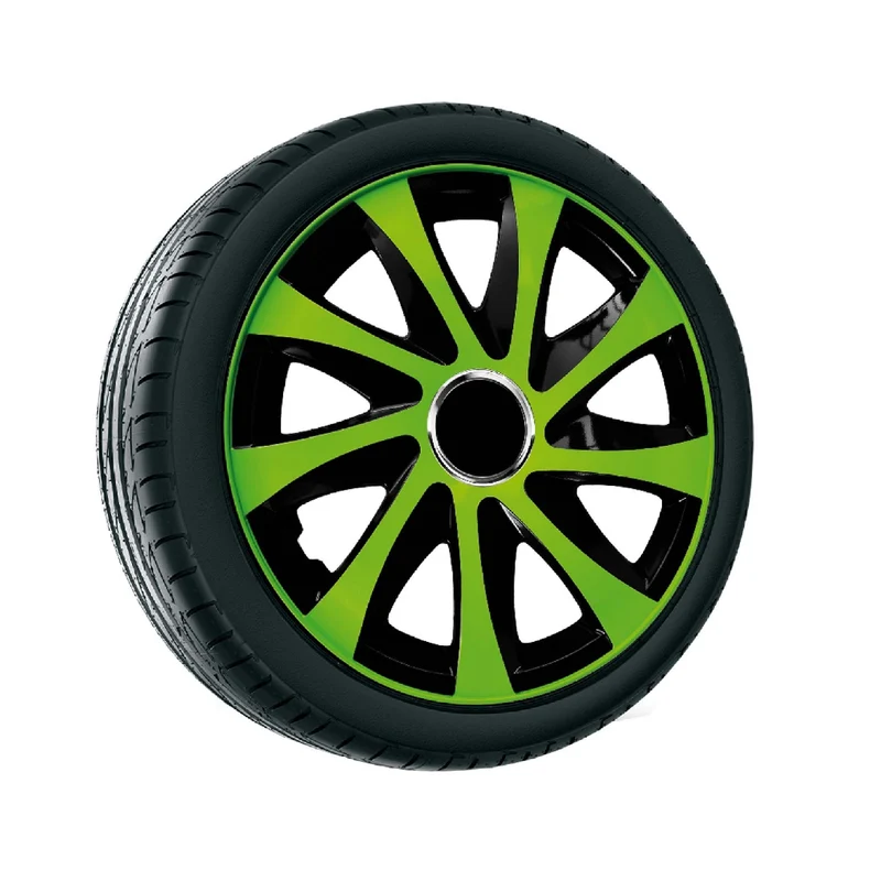 Tapacubos universales 14" Drift Extra verde/negro 4 piezas