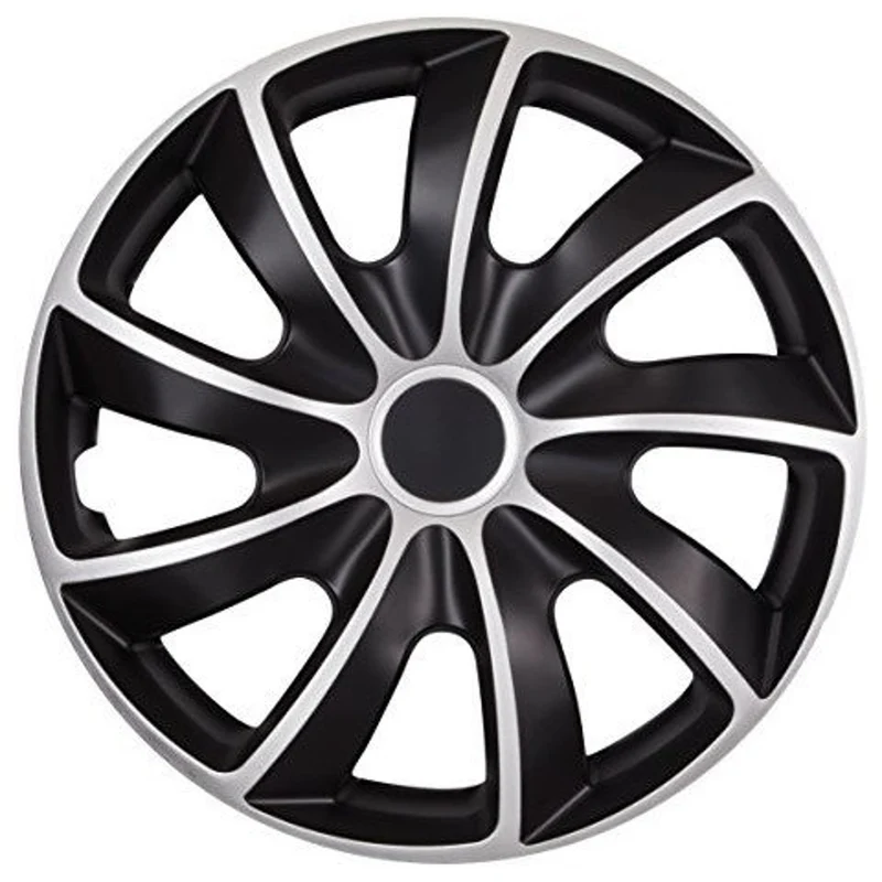 Tapacubos universales negro y plata 13 " 4 piezas QUAD BICOLOR CS