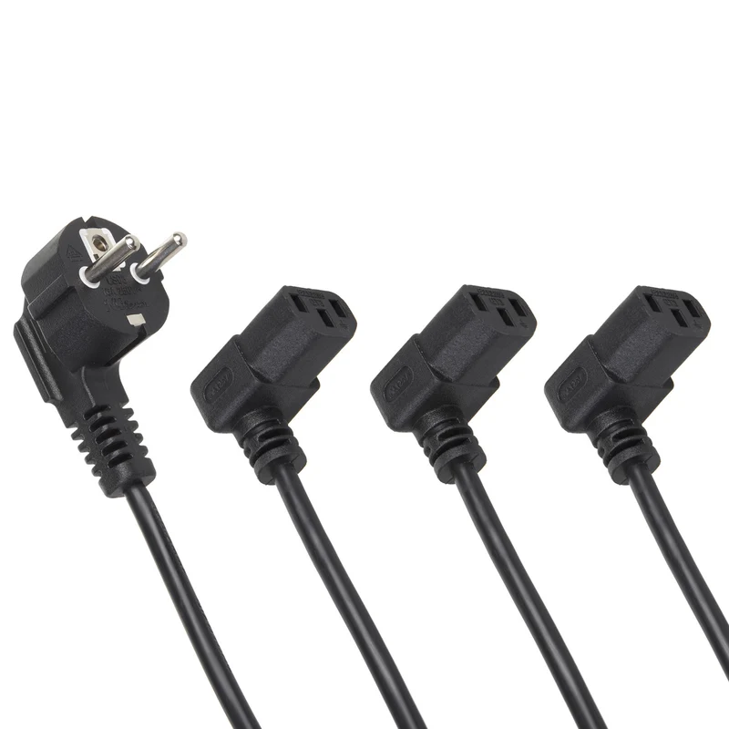 Cable de alimentación Maclean, acodado, 3 clavijas, enchufe UE, 1,5 m, MCTV-851, 3 unidades