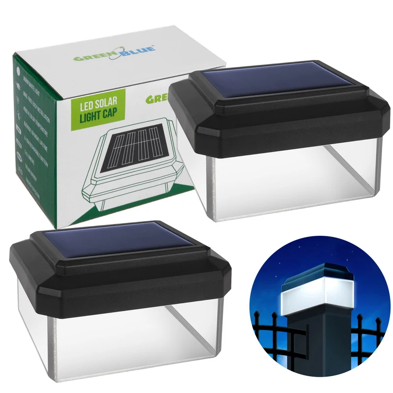 Lámpara LED solar para poste GreenBlue, 60 x 40 mm, cubierta en forma de sobre, GB125, 2 unidades