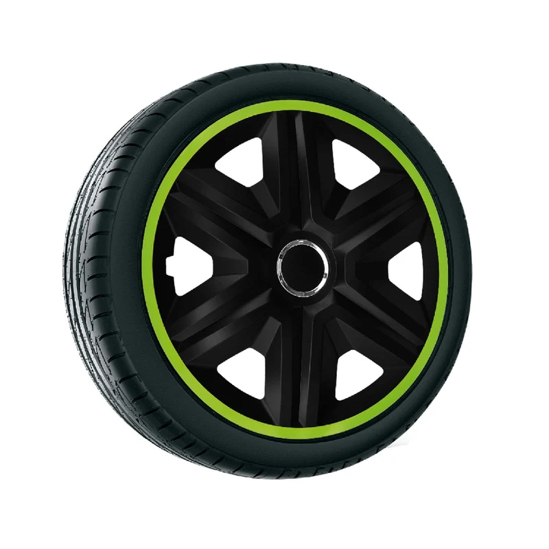 Tapacubos universales 15" NRM Fast Lux verde 4 piezas