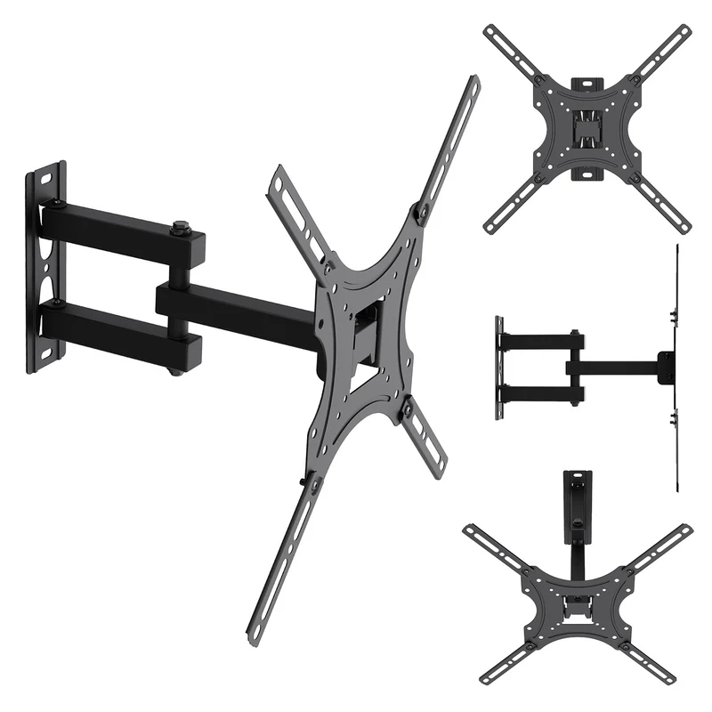 Soporte / colgador para TV Maclean, VESA máx. 400x400, 32-55", hasta 25 kg, negro, ajuste de inclinación 0°~-15° y giro +90°~-90°, MC-190
