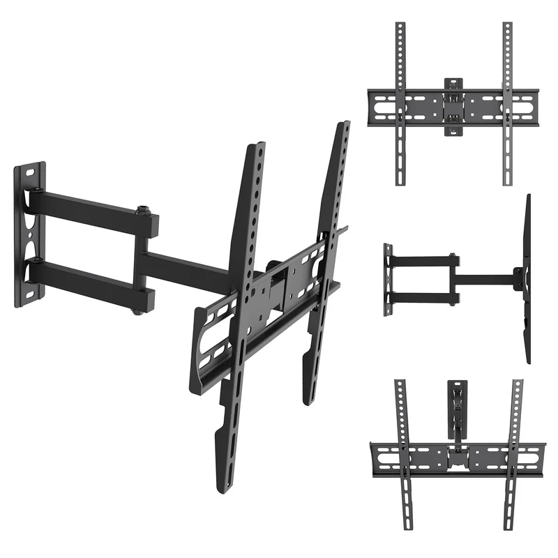Soporte / colgador para TV Maclean, VESA máximo 400x400, 32-55", hasta 30 kg, negro, ajuste de inclinación +2°~-10° y giro +90°~-90°, MC-191
