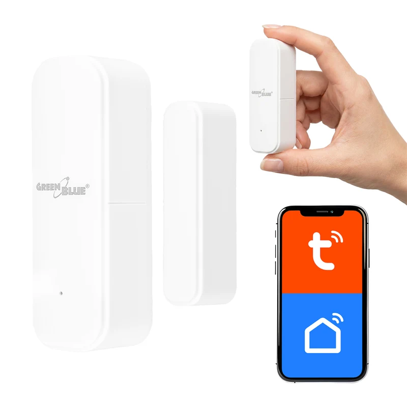 Contactor inalámbrico / sensor de apertura WiFi GreenBlue, Android/iOS, para puertas / ventanas, 3,0 V CC, LR03x2, GB479 W