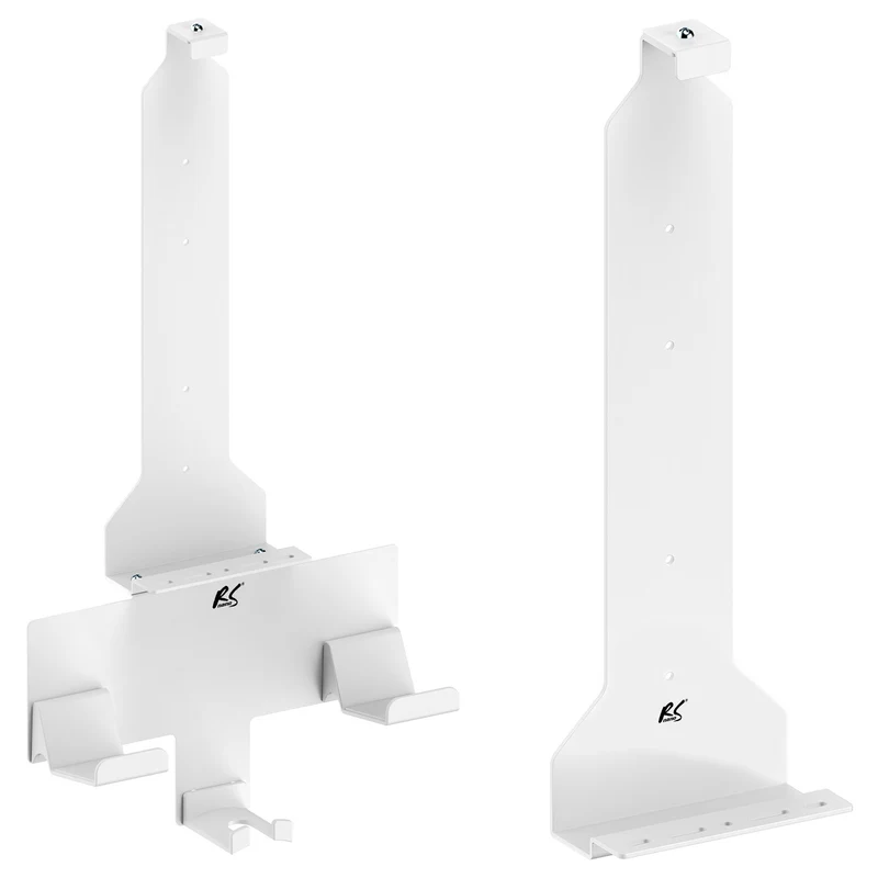 NanoRS RS181 Soporte de pared blanco PS5 con soporte para pads, 10kg max + NanoRS RS180 Soporte de pared blanco para consola Playstation 5, 10kg max