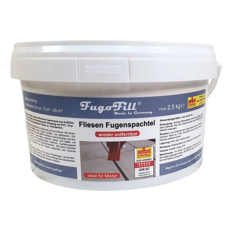 FugoFill masilla removible para juntas de baldosas, 2,5 kg, gris