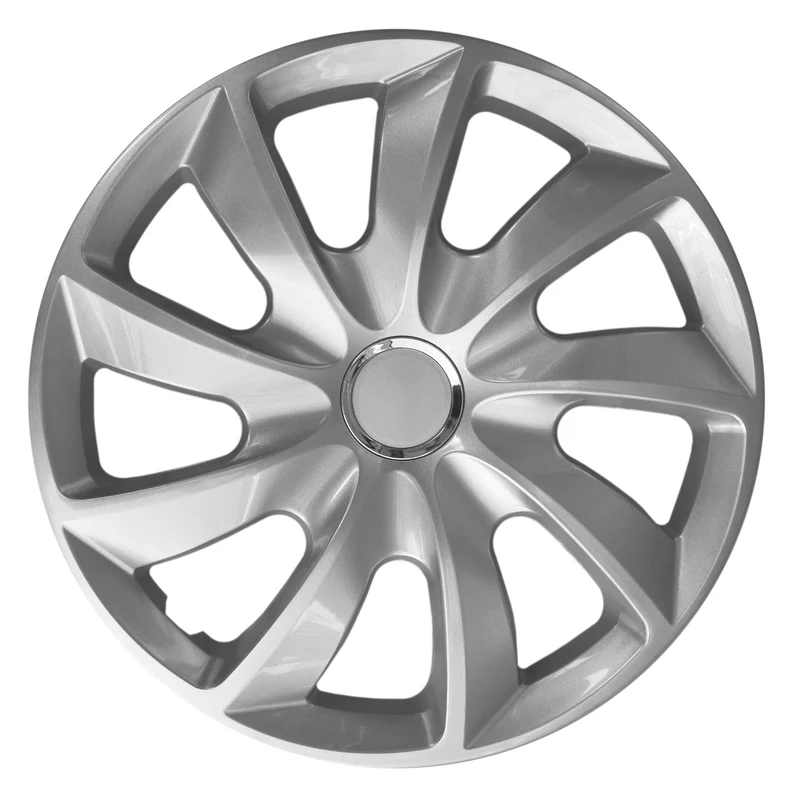 Tapacubos universales 13" Stig lacado plata a presión 4 piezas