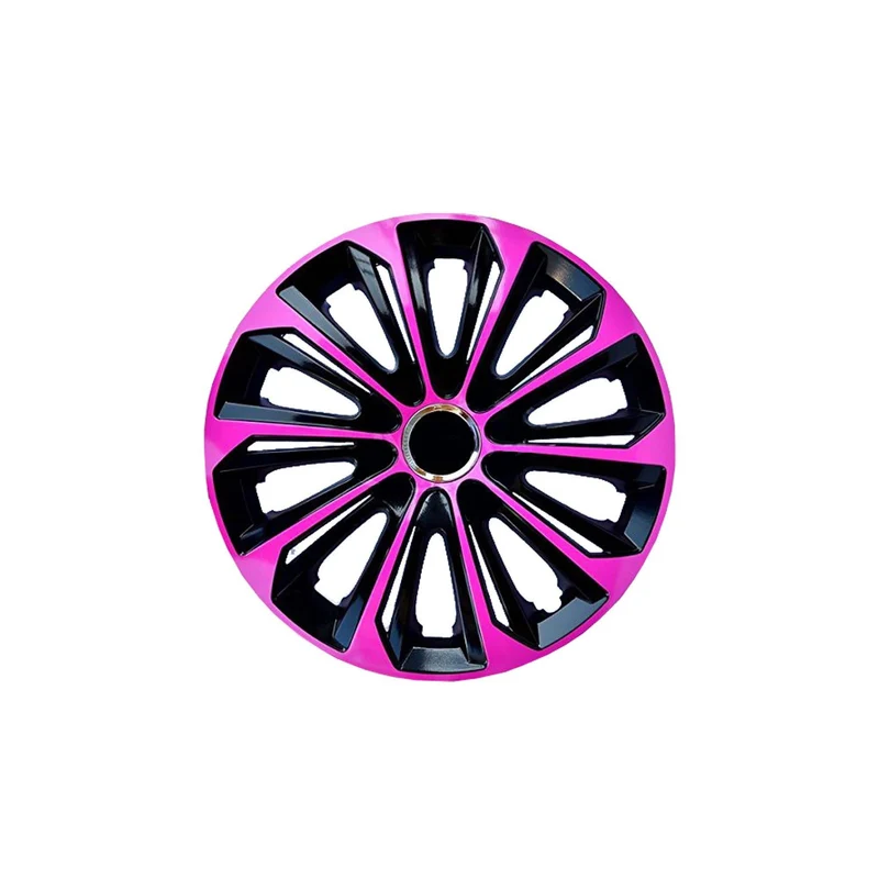 NRM Extra Strong 15” Tapacubos Cubiertas de rueda Cubiertas de rueda - Juego completo de 4 piezas - Negro/Rosa - 15" pulgadas