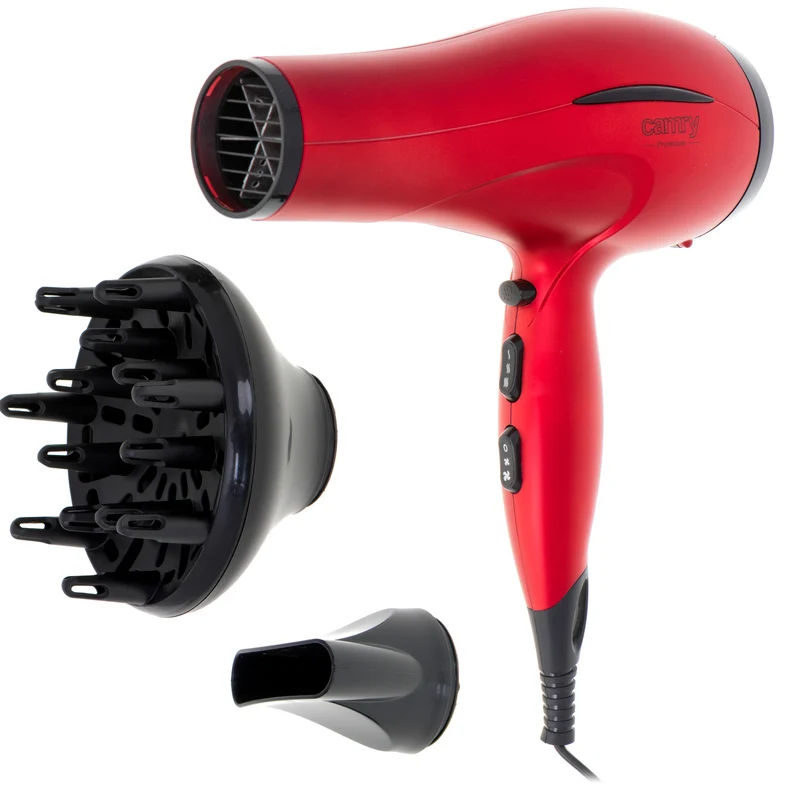 Secador de pelo Camry, 2 niveles de fuerza de soplado, 3 ajustes de temperatura, 2400 W, rojo, CR 2253