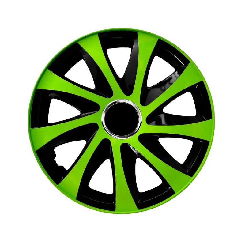Tapacubos universales 13" Drift Extra verde/negro 4 piezas