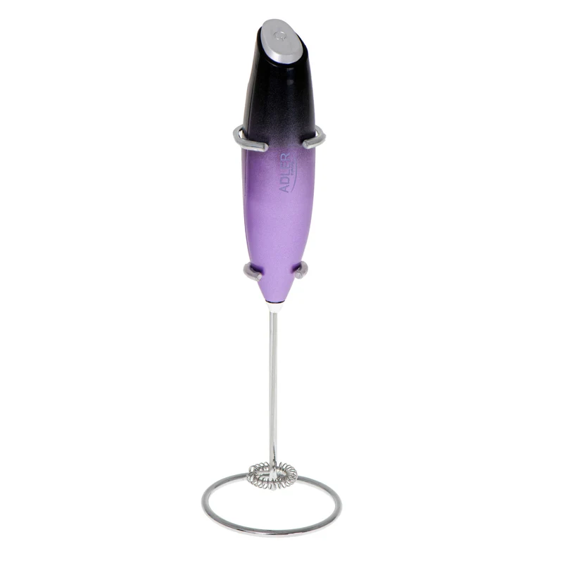 Adler AD 4499 Espumador de leche con soporte, Color morado y negro