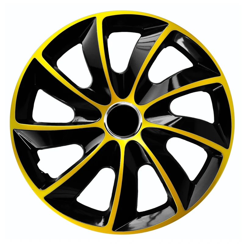 NRM STIG Extra Tapacubos para Llantas de Acero Embellecedores de Rueda Bicolor Juego de 4 para Vehículo KFZ Plástico ABS (Dorado/Negro, 13")