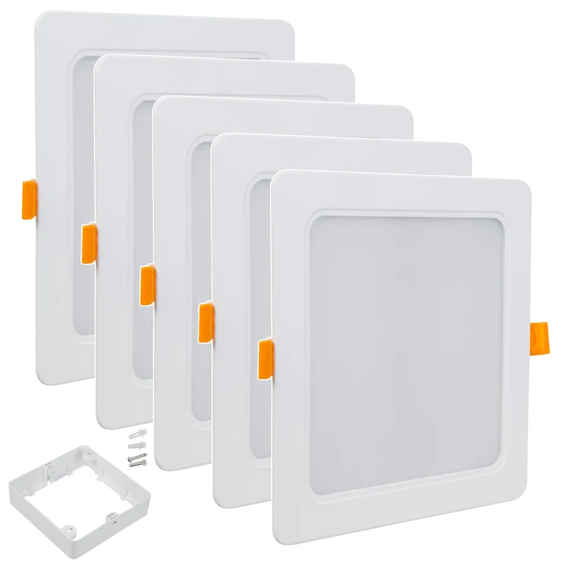5x Panel de techo Maclean LED, montaje empotrado SLIM, 18W, Blanco Neutro 4000K, 170*170*26mm, 1800lm, MCE374 S + adaptador de superficie MCE379 S