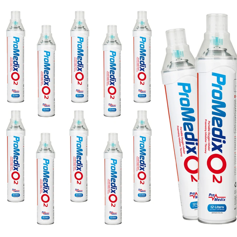 Promedix PR-994 12x inhalador portátil de oxígeno enlatado al 99,4%, 12L