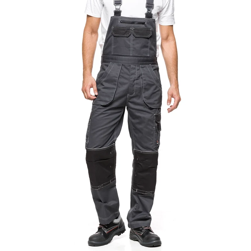 Peto de trabajo para hombre talla 48 (86-90) BABERO HELIOS GRIS-NEGRO