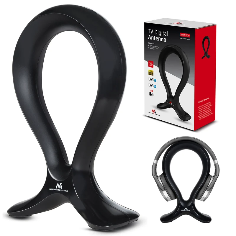 Antena de TV 2 en 1 interna + soporte para auriculares DVB-T2 HEVC HDTV DVB-T2 DVB-T LTE 100dBμV