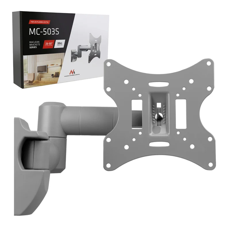 Soporte para televisor o monitor Maclean, universal, máx. VESA 200x200, 23-50", 30 kg, plateado, MC-503A S