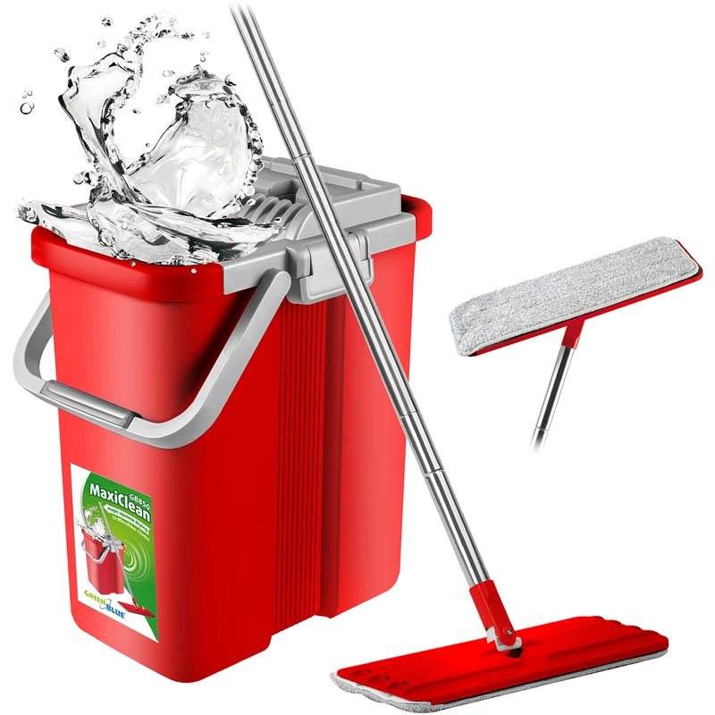 Mopa plana con cubo + dos piezas de microfibra MaxiClean GB850 MOP