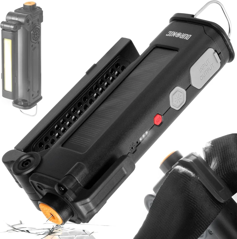 Duronic CT51 Dispositivo de Emergencia para Coche con Martillo Rompe Cristales, Cortador Cinturón, Alarma SOS, Linterna LED Magnética, Batería Solar Recargable USB-C para Autocaravana, Barco, Camper
