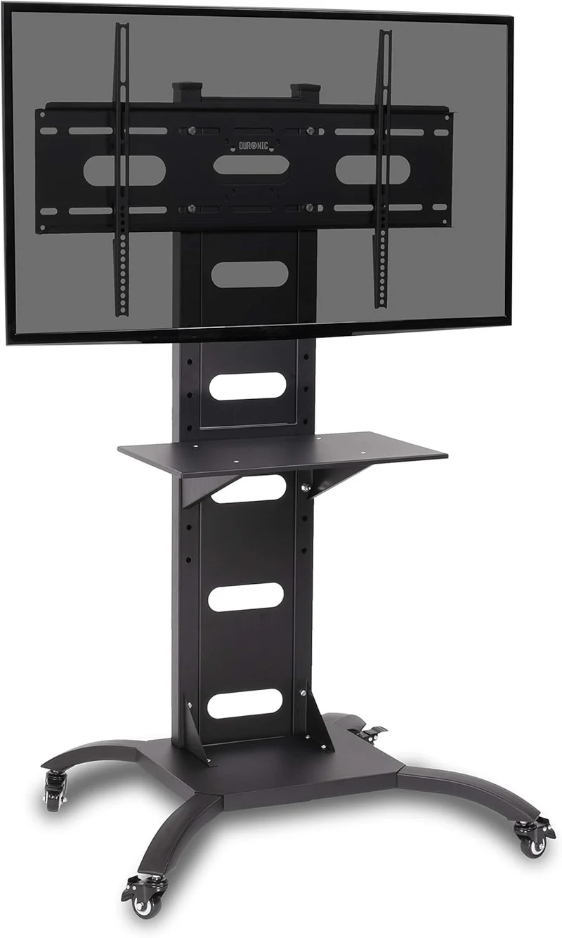 Duronic TVS4T1 Soporte de TV de Pie para Pantallas Planas de 30"-80" | Compatible con LCD/LED/OLED/QLED | Inclinación y Giro | VESA hasta 600x400 | Carga Máx. 82kg | Estante para Dispositivos Incluido