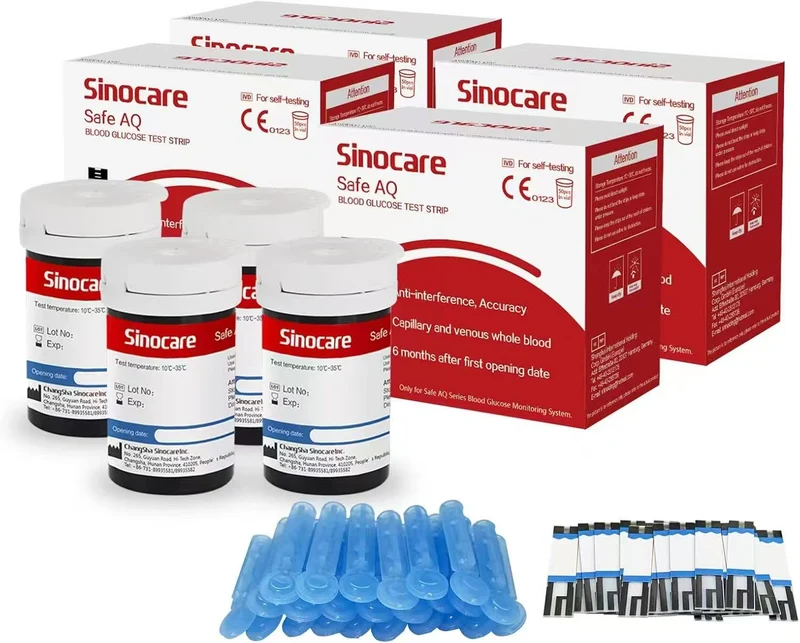 [200pcs] Sinocare Glucometer Glucose Test Strips with free lancets