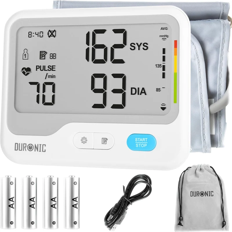 Duronic BPM125 Tensiómetro de Brazo Digital 6V Medidor de Tension Arterial Brazo con Brazalete y función de memoria, Máquina para Tomar la Presión Lecturas precisas de la tensión arterial 4x pilas AA