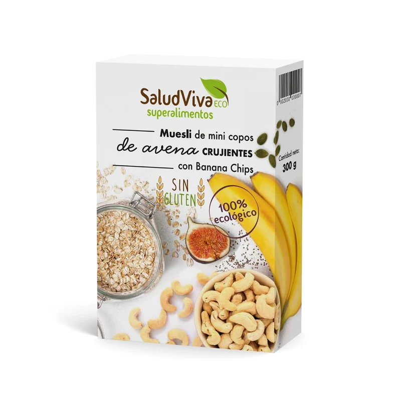 Muesli Mini Copos Crujientes Avena y Banana · Salud Viva · 300 gramos