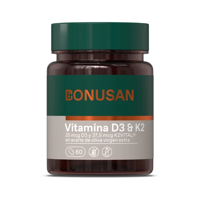 Vitamina D3 y K2 · Bonusan · 60 perlas