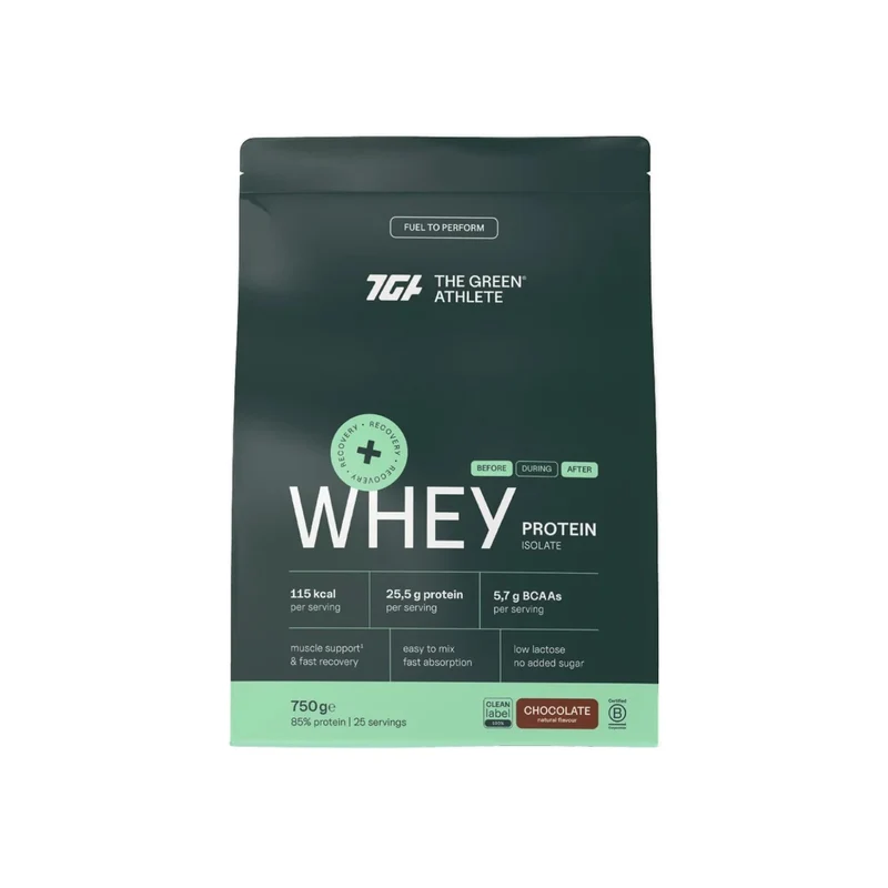 Whey Protein Isolate Natural Chocolate Flavour · The Green Athlete · 750 g
