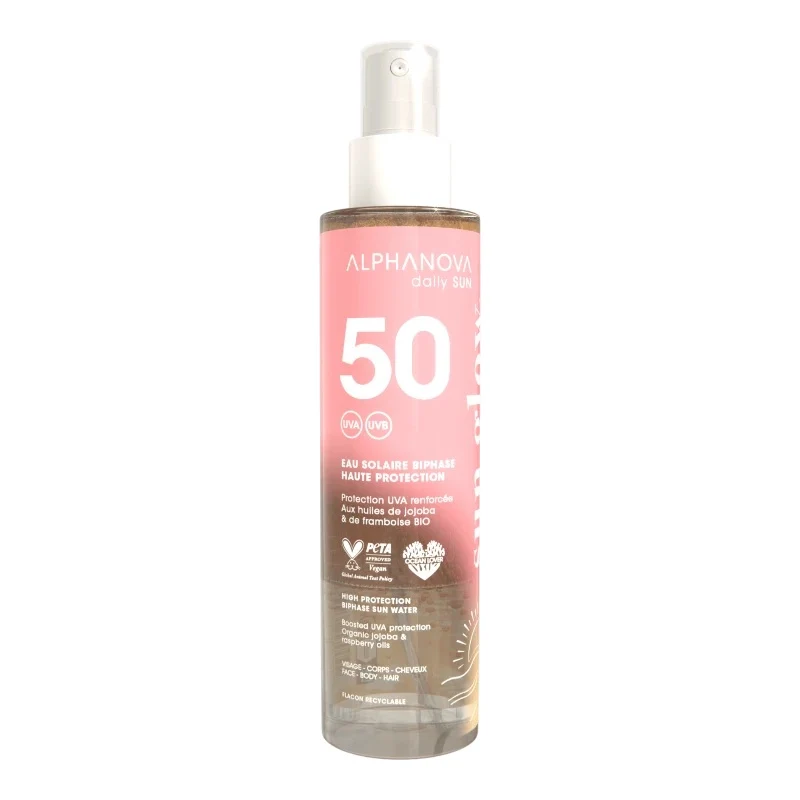 Agua Solar Bifásica SPF50 Daily Sun · Alphanova · 125 ml