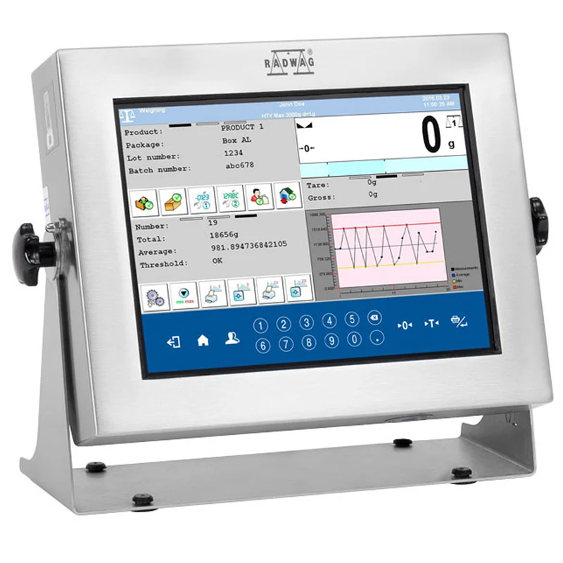 Radwag® PUE HY10 Stainless Steel Weighing Terminal, 10.1" Capacitive Color Touch Display, WX-008-0027
