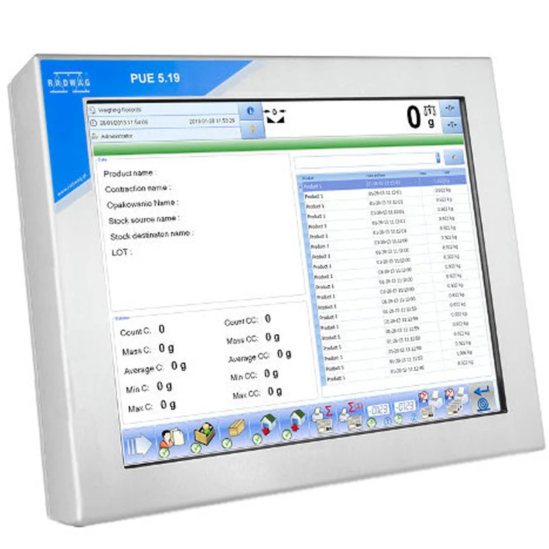 Radwag® PUE 5.19C/P Stainless Steel Weighing Terminal, 19" Color Capacitive Touch Display, WX-008-0044