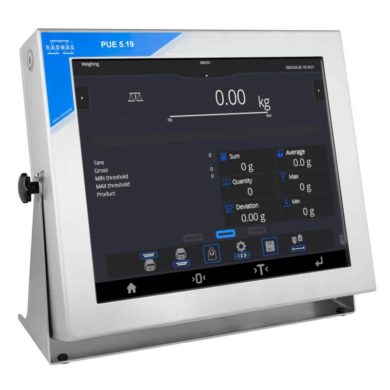 Radwag® PUE 5.19C Stainless Steel Weighing Terminal, 19" Color Capacitive Touch Display, WX-008-0038
